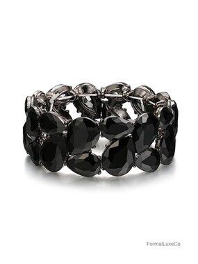 Art Deco Rhinestone Crystal Stretch Bangle Bracelet for Women Bridal Wedding